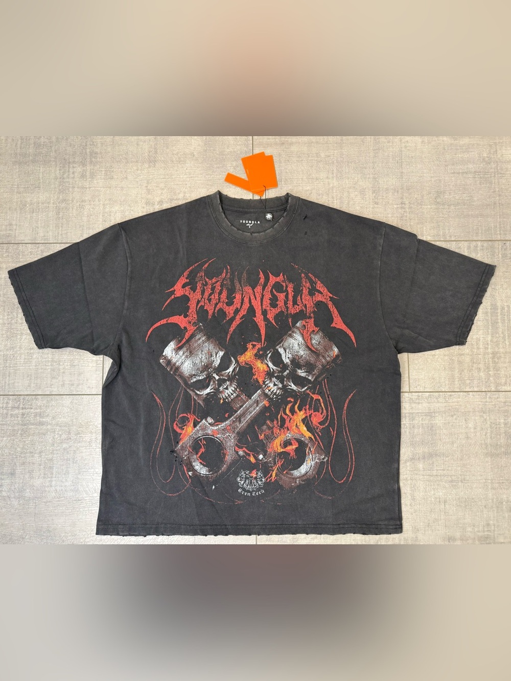 NWT YoungLA Cars & Curls T-Shirt Muscle Car Distressed Tee Small